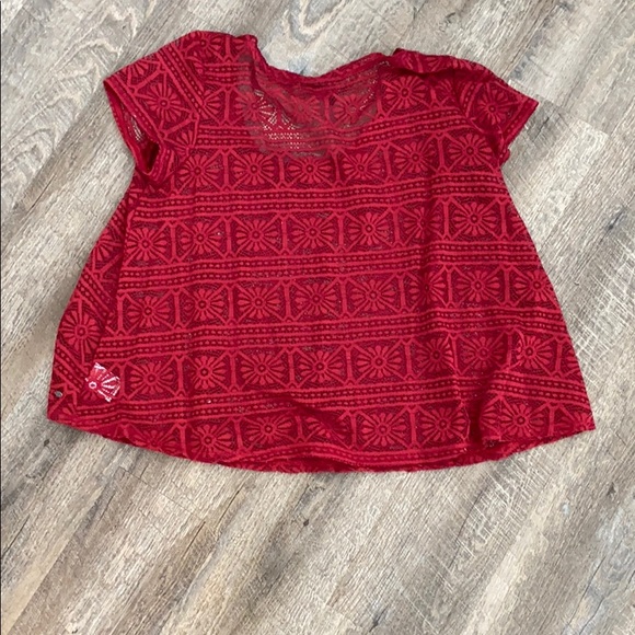 American Eagle red lace blouse - Picture 2 of 5